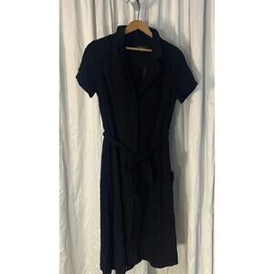 Lulus Black collard button up black dress- Short sleeve sz small -NWT